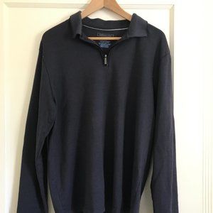 VanHeusen Studio, Large, Navy quarter zip collared shirt.
